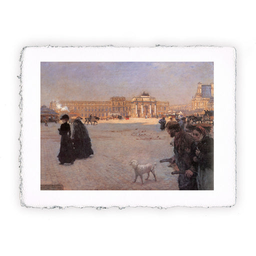 Stampa di Giuseppe de Nittis - Place du Carrousel Parigi. Le rovine delle Tuileries - 1882