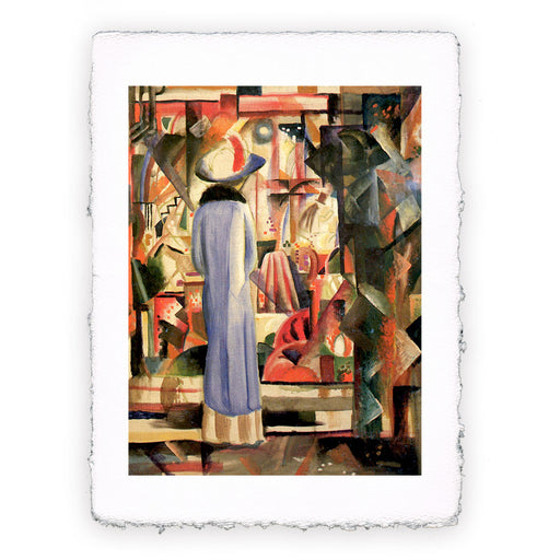 Stampa di August Macke - Donna di fronte a una larga vetrina illuminata