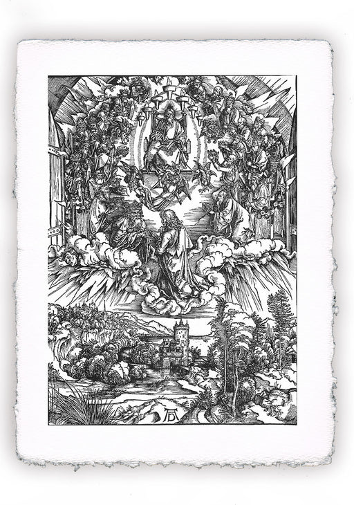 Stampa di Dürer: Apocalisse - 03 - San Giovanni e i ventiquattro anziani nel cielo