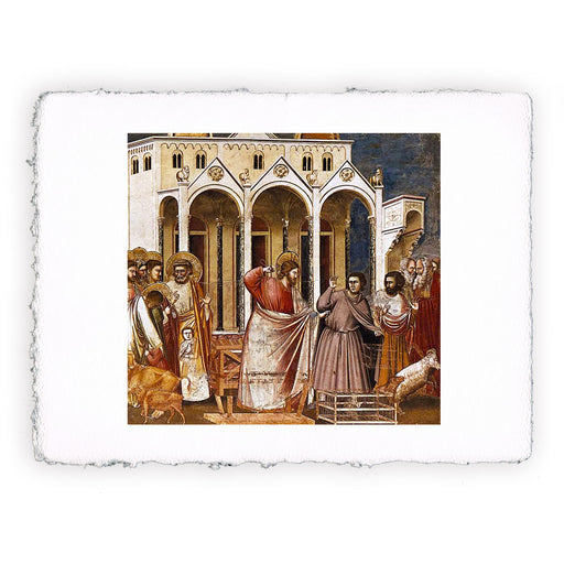 Stampa di Giotto - 22 - Cacciata dei mercanti dal Tempio - Cappella degli Scrovegni