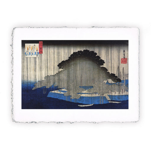 Stampa di Utogawa Hiroshige - La pioggia serale di Karasaki