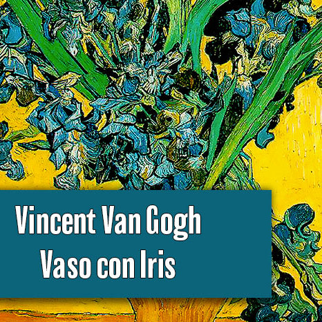 Van Gogh. Vaso con Iris su fondo giallo