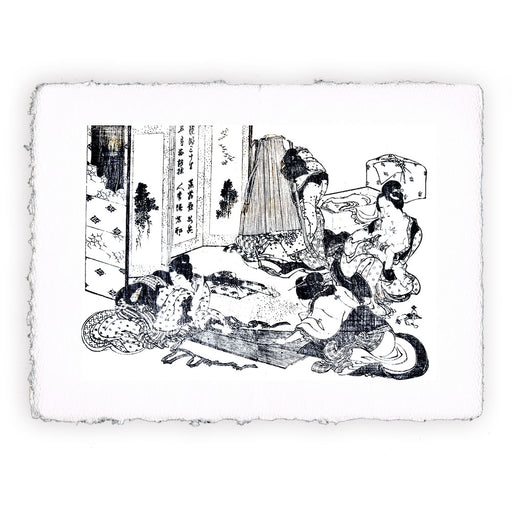 Stampa di Katsushika Hokusai - Scene di faccende domestiche. 4 donne che lavorano