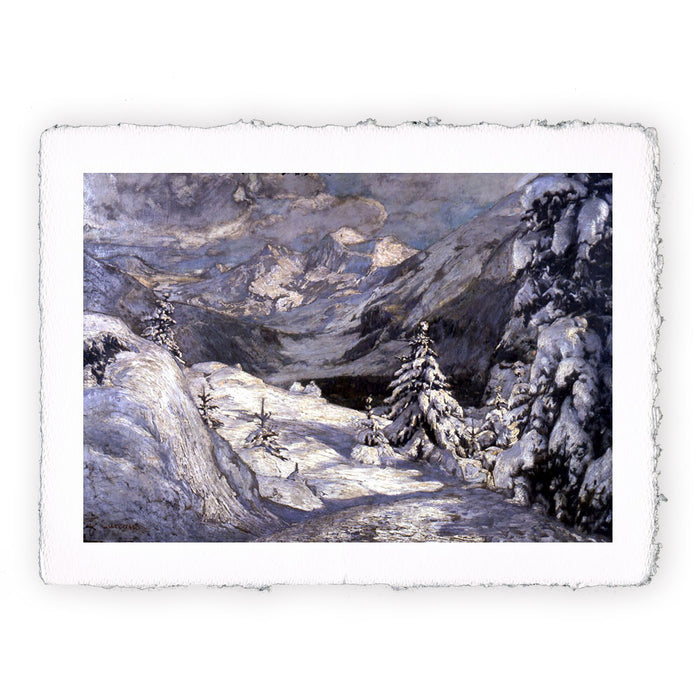 Stampa di Filippo Carcano - In pieno inverno (Inverno in Engadina) - 1909