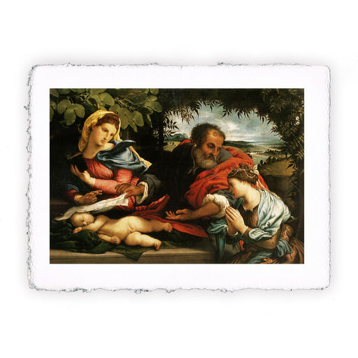 Stampa Pitteikon di Lorenzo Lotto - La Sacra Famiglia e Santa Caterina d'Alessandria del 1533