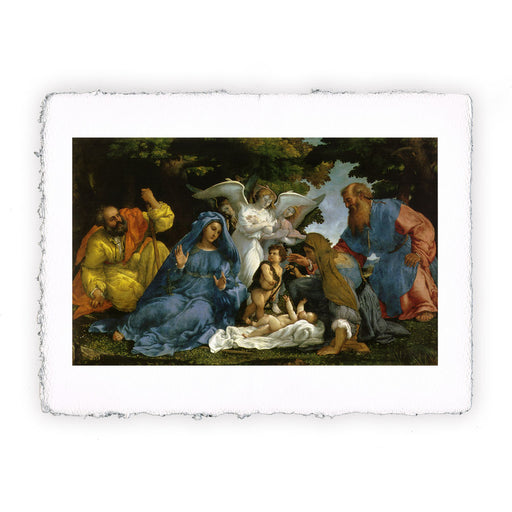 Stampa Pitteikon di Lorenzo Lotto - La Sacra Famiglia con angeli e santi del 1536