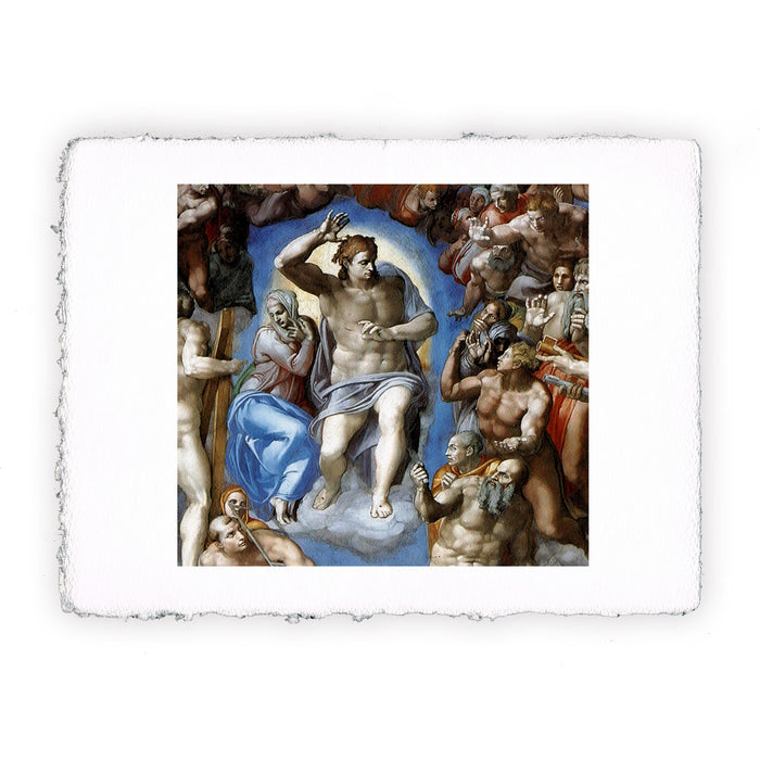 Stampa di Michelangelo - Giudizio Universale. Cristo giudice e Maria, dettaglio - 1534-1541