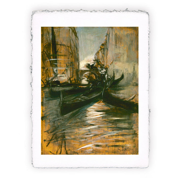 Print by Giovanni Boldini - Canal in Venice with gondolas
