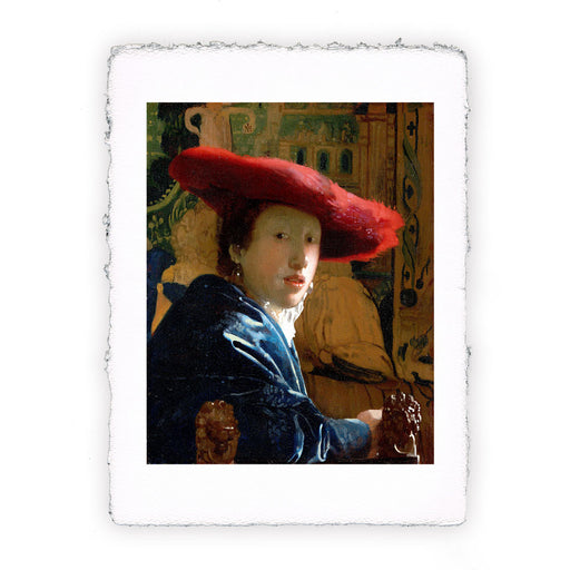Stampa di Jan Vermeer - Fanciulla con cappello rosso - 1655