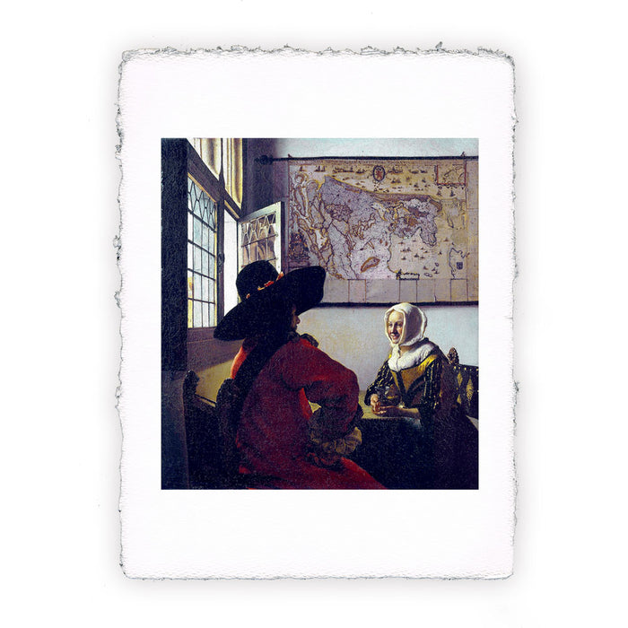 Stampa di Jan Vermeer - Soldato con ragazza sorridente - 1657