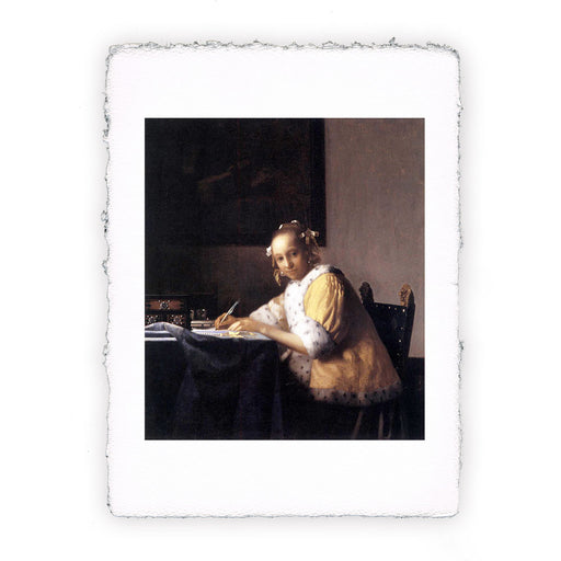 Stampa di Jan Vermeer - Donna che scrive una lettera - 1665