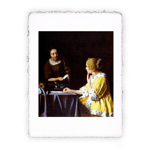 Stampa di Jan Vermeer - Fantesca che porge una lettera alla signora - 1667