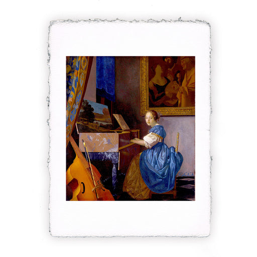 Stampa di Jan Vermeer - Donna seduta alla spinetta - 1675