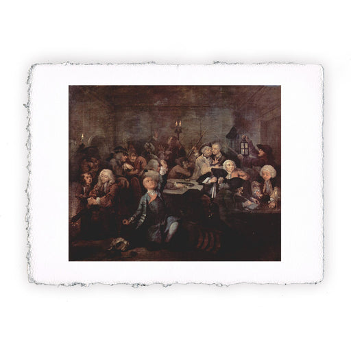 Stampa di William Hogarth - Il progresso di Rake. La Casa da Gioco - 1732-1735