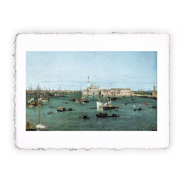 Stampa di Canaletto - Venezia, bacino di San Marco con al centro il Burchiello - 1738
