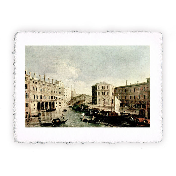 stampa di Canaletto Venezia, il Canal Grande al Rialto del 1740