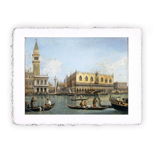 Stampa di Canaletto - Venezia, veduta del bacino di San Marco da Punta della Dogana - 1745