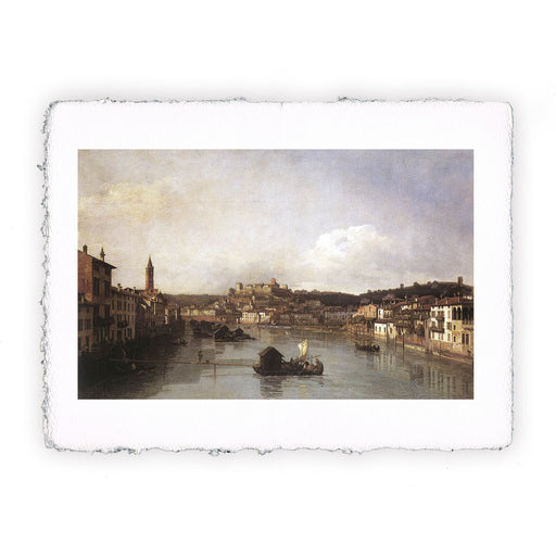 Stampa di Bernardo Bellotto - Veduta di Verona e dell'Adige dal ponte nuovo - 1747