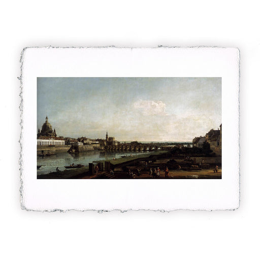 Stampa di Bernardo Bellotto - Dresda da riva destra dell'Elba sopra Augustusbrücke - 1747
