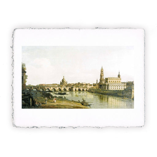 Stampa di Bernardo Bellotto - Dresda dalla riva destra dell'Elba con il ponte Augusto - 1748