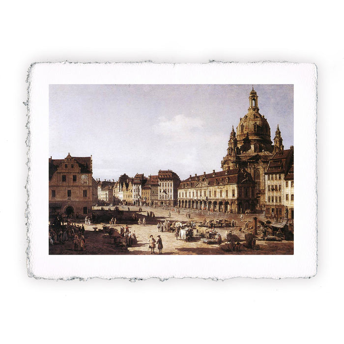 Stampa di Bernardo Bellotto - Nuova piazza del mercato a Dresda - 1750