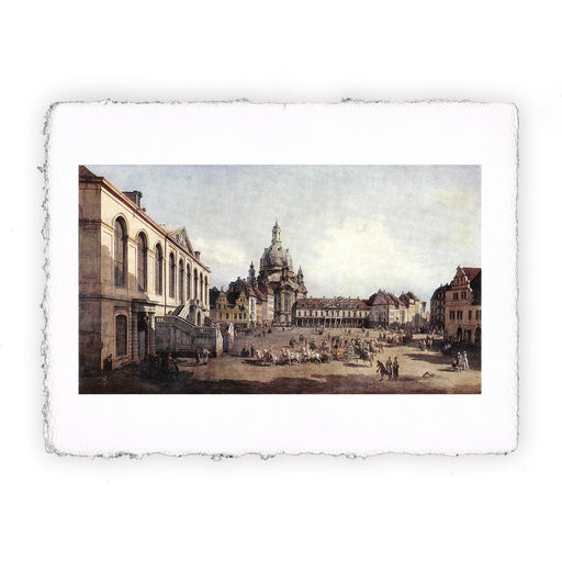Stampa di Bernardo Bellotto - La nuova Piazza del Mercato a Dresda - 1747