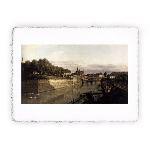 Stampa di Bernardo Bellotto - Il fossato dello Zwinger a Dresda - 1751