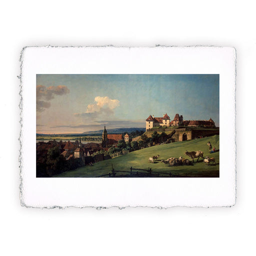 Stampa di Bernardo Bellotto - Veduta di Pirna dal castello di Sonnenstein - 1755