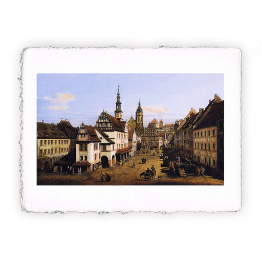 Stampa Pitteikon di Bernardo Bellotto - La piazza del mercato a Pirna del 1760