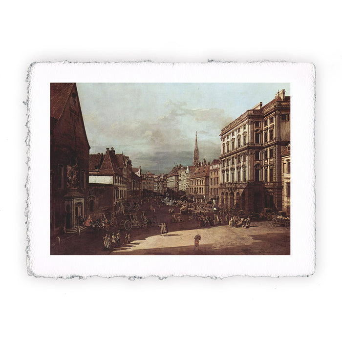 Stampa di Bernardo Bellotto - Veduta di Vienna, mercato della farina - 1760