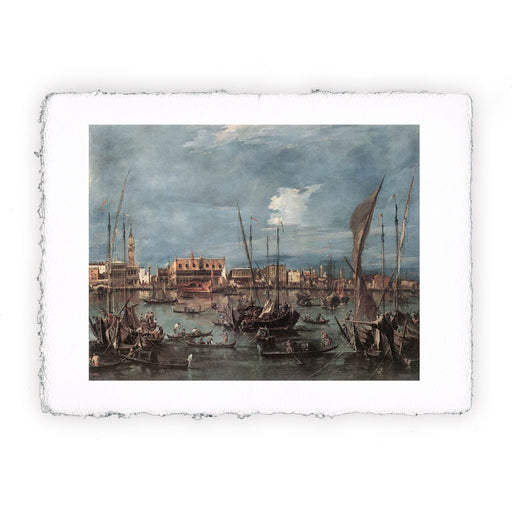Stampa di Francesco Guardi - Il molo e la riva degli Schiavoni dal bacino di San Marco 1760