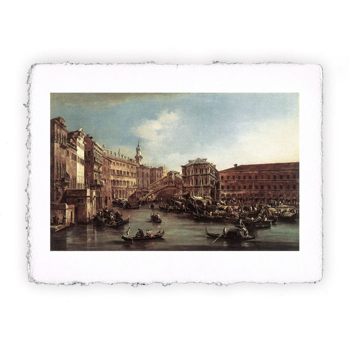 Stampa di Francesco Guardi - Il ponte di Rialto con il Palazzo dei Camerlenghi - 1763