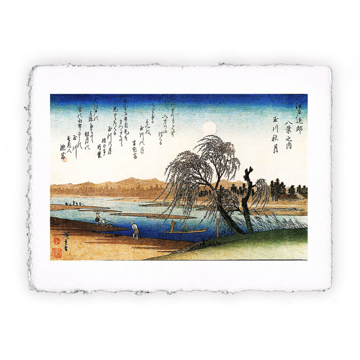 Stampa di Utogawa Hiroshige - Salice su una riva del fiume - 1820