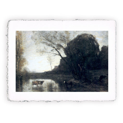 Stampa di Camille Corot - Il guado sotto l'albero piegato - 1825
