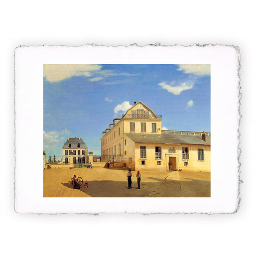 Stampa di Camille Corot - Soissons. Case e fabbrica del Signor Henry - 1833