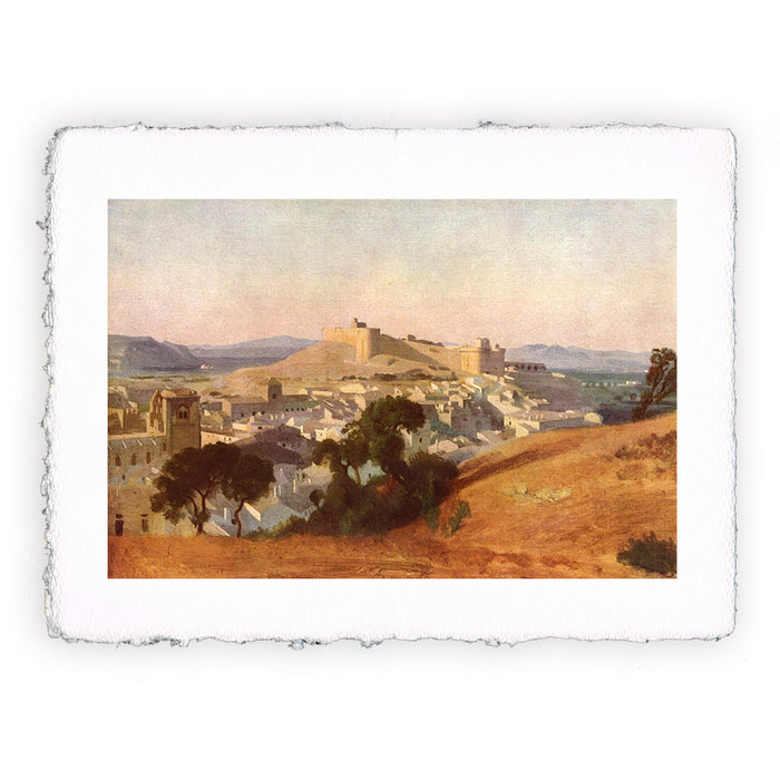 Stampa di Camille Corot - Veduta del Forte di Sant'Andrea da Villeneuve lés Avignon - 1836
