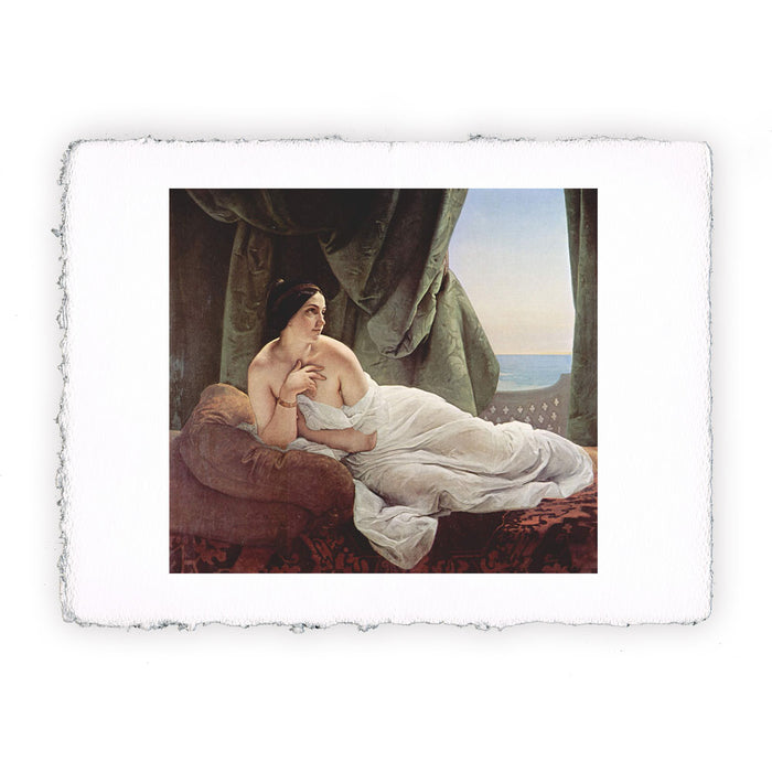 Stampa di Francesco Hayez - Odalisca reclinata - 1839