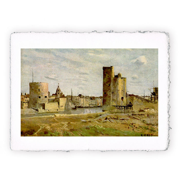 Stampa di Camille Corot - La Rochelle entrata del porto - 1851