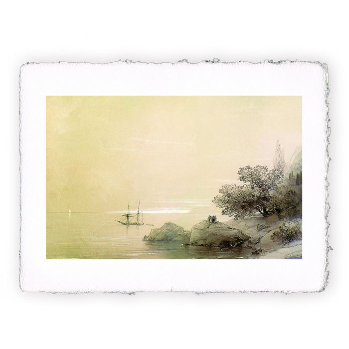 Stampa di Ivan Aivazovsky - Mare contro una costa rocciosa - 1851