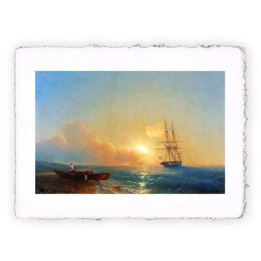 Stampa di Ivan Aivazovsky - Pescatori sulla costa del mare - 1852