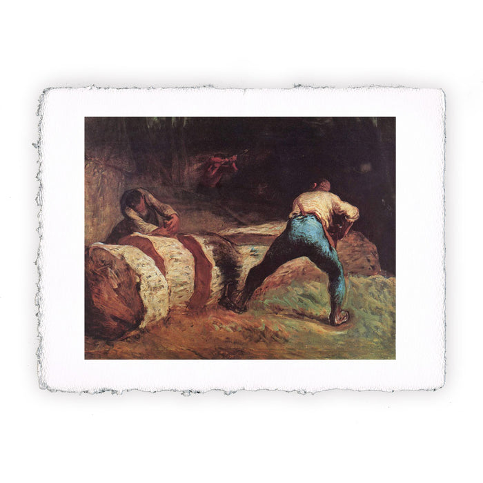 Stampa di Jean-François Millet - I tagliatori di legna - 1852
