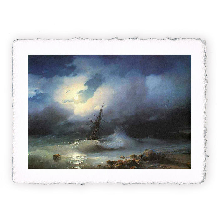 Stampa di Ivan Aivazovsky - Mare mosso di notte - 1853