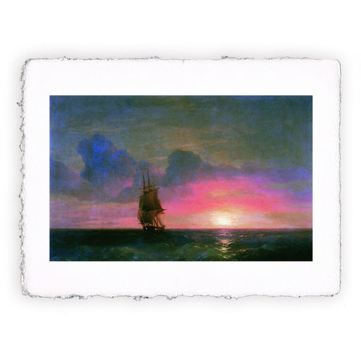 Stampa di Ivan Aivazovsky - Tramonto. Nave a vela solitaria - 1853