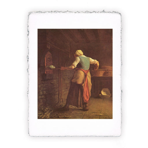 Stampa di Jean-François Millet - Donna che cuoce il pane - 1854