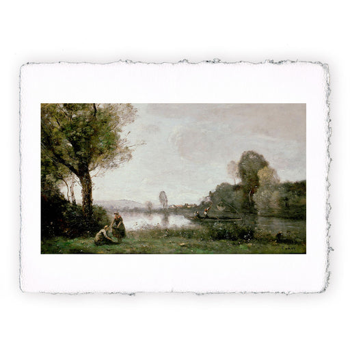 Stampa di Camille Corot - Paesaggio della Senna vicino Chatou - 1855
