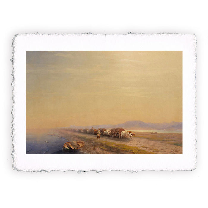 Stampa di Ivan Aivazovsky - Carovana di buoi in riva al mare - 1860