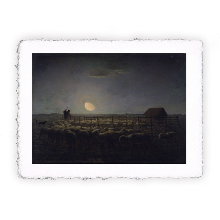 Stampa di Jean-François Millet - L'ovile al chiaro di Luna - 1860