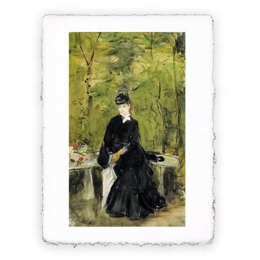 Stampa di Berthe Morisot - Giovane donna seduta su una panchina - 1864