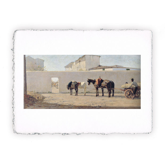 Stampa di Telemaco Signorini - Il muro bianco - 1864