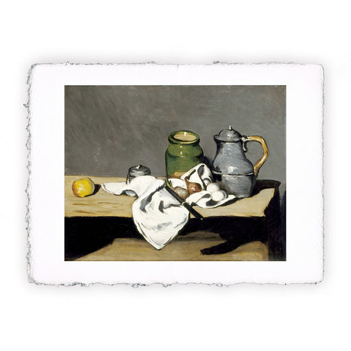 Stampa di Paul Cézanne - Natura morta con vaso, caffettiera e frutta - 1867-1869
